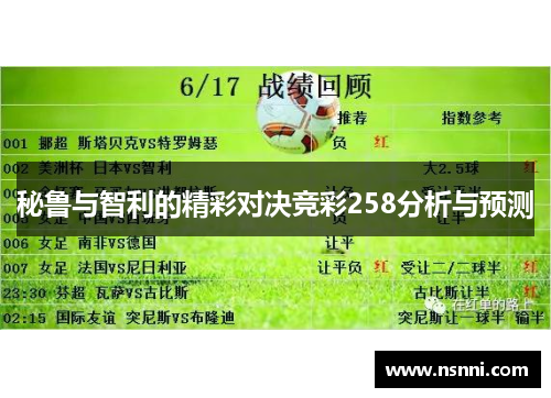 秘鲁与智利的精彩对决竞彩258分析与预测